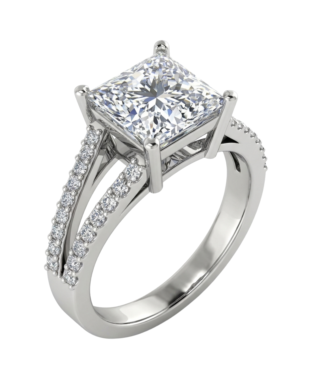 Diamond-Studded Split Shank Ring