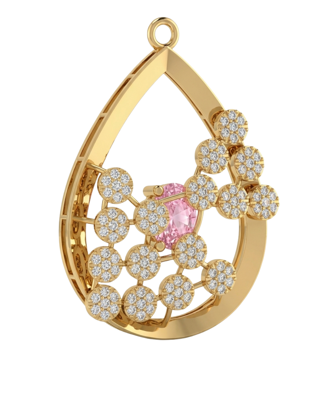 Pink Oval Filigree Pendant