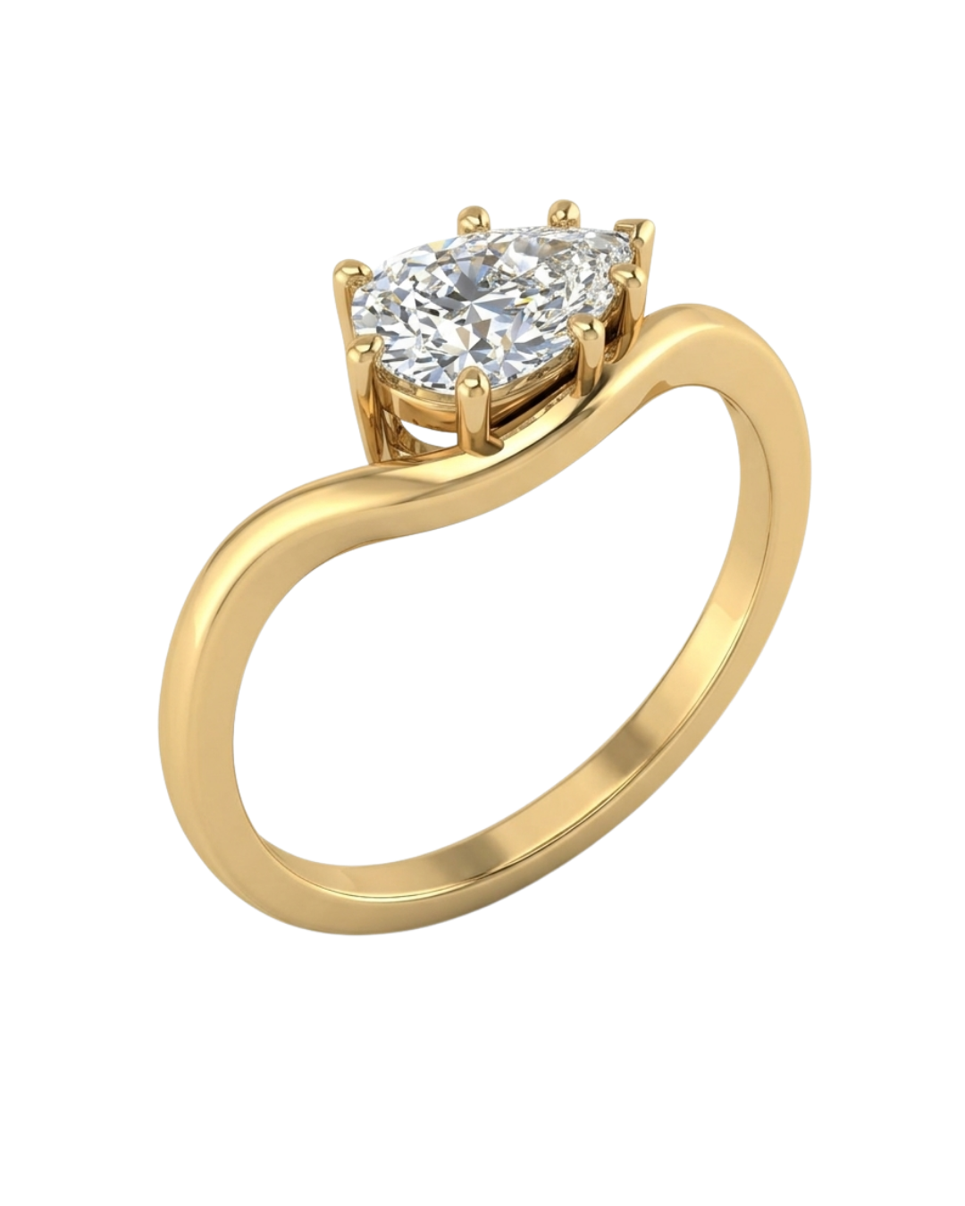 Pristine Pear Solitaire Swirl Ring