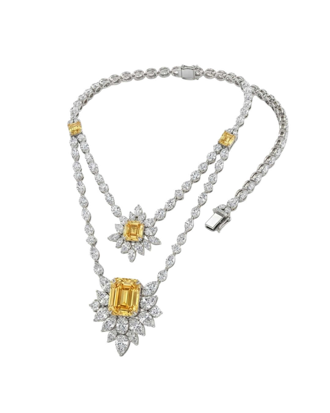 Majestic Two-Tone Diamond Cluster Necklace