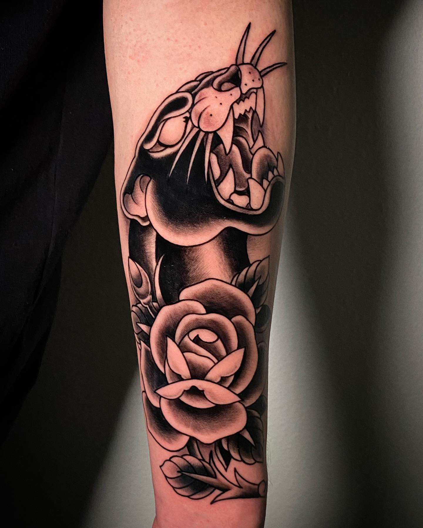 Panther and Rose Tattoo Sleeve