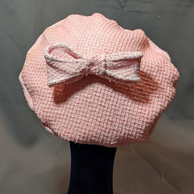 Béret en tweed rose