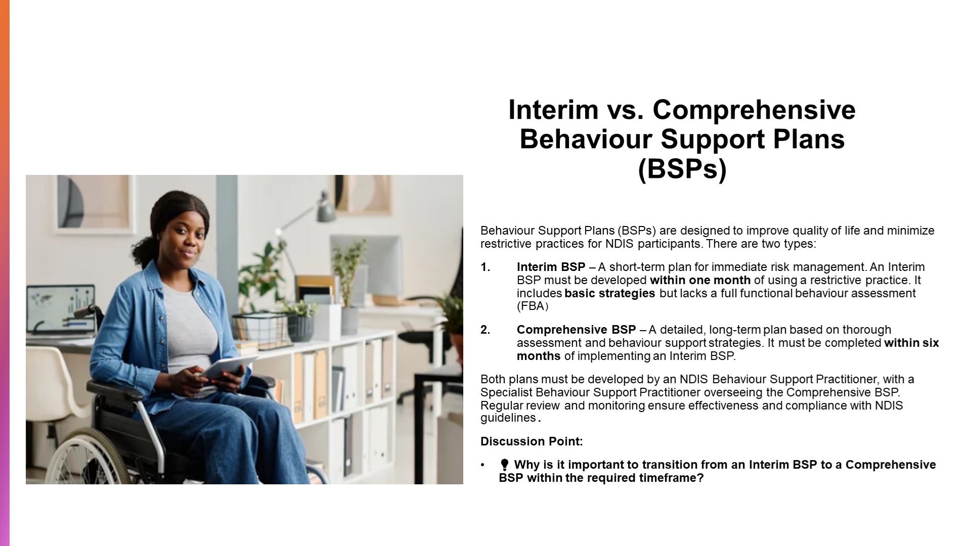 Interim vs. Comprehensive Behaviour Support Plans (BSPs) Guide