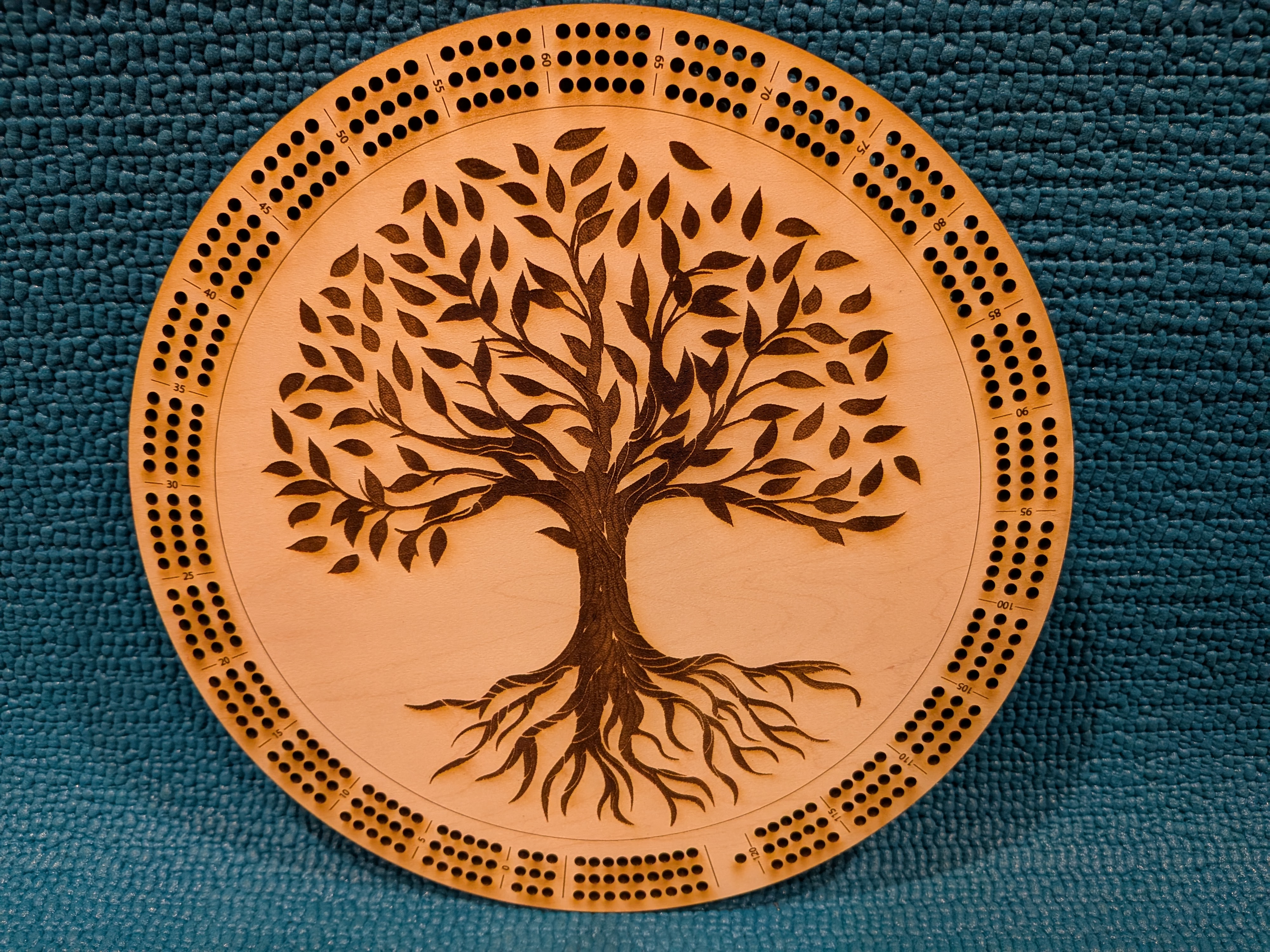 Wooden Cribbage Board - Tree of Life