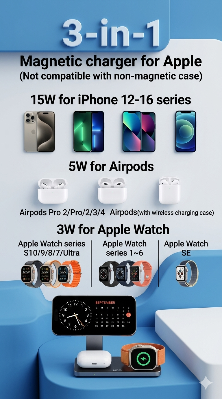3-in-1 Magnetic Wireless Charger