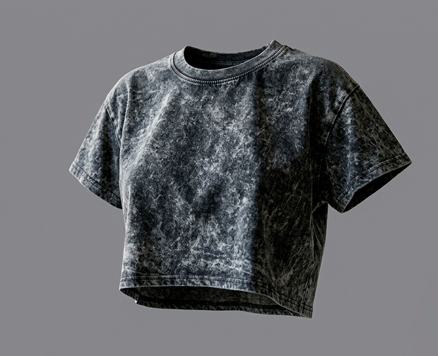 Camiseta Crop Top Acid Wash