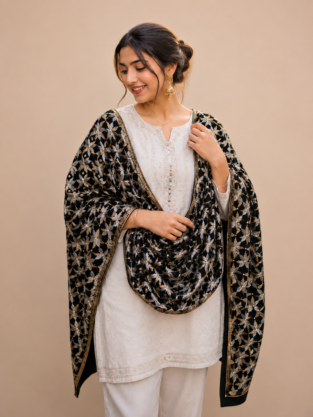 Golden and Silver Full Jaal Stole