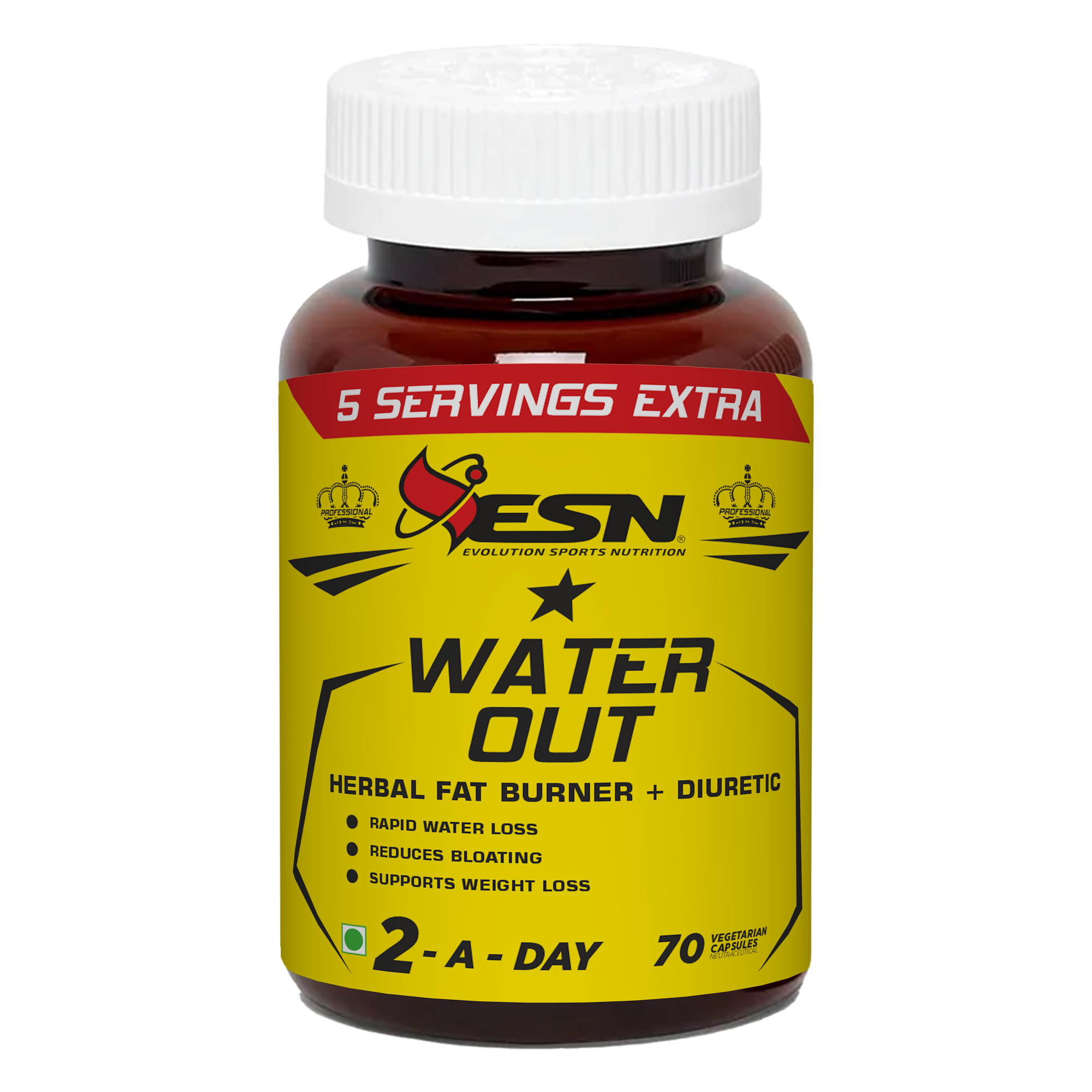 ESN Professional Series Water Out – Herbal Fat Burner & Diuretic | 70 Vegetarian Capsules | 35 Servings | 2 Capsules Daily
