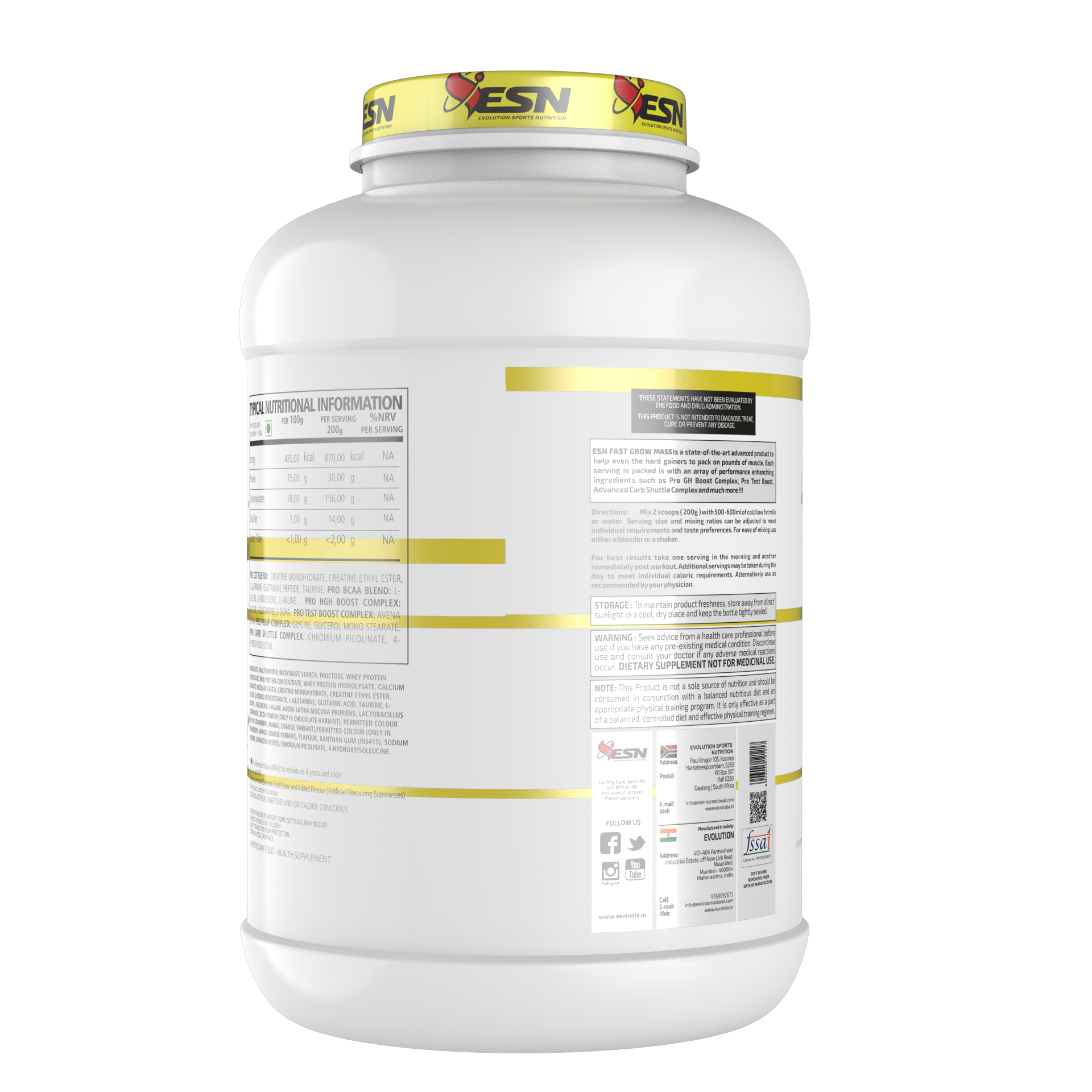 ESN Professional Series Fast Grow Mass – Advanced Mass Gainer for Rapid Muscle Growth