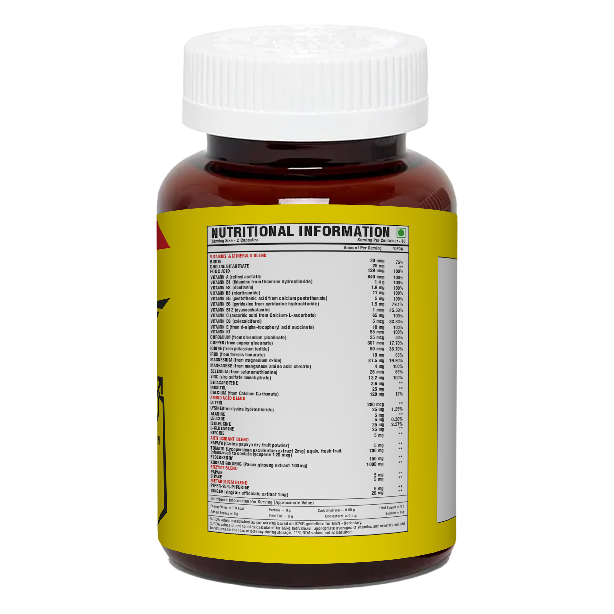 ESN Multi Vit Men — Powerpacked Multi Vitamin for Men70 Vegetarian Capsules | 2-A-Day Formula | 35 Servings