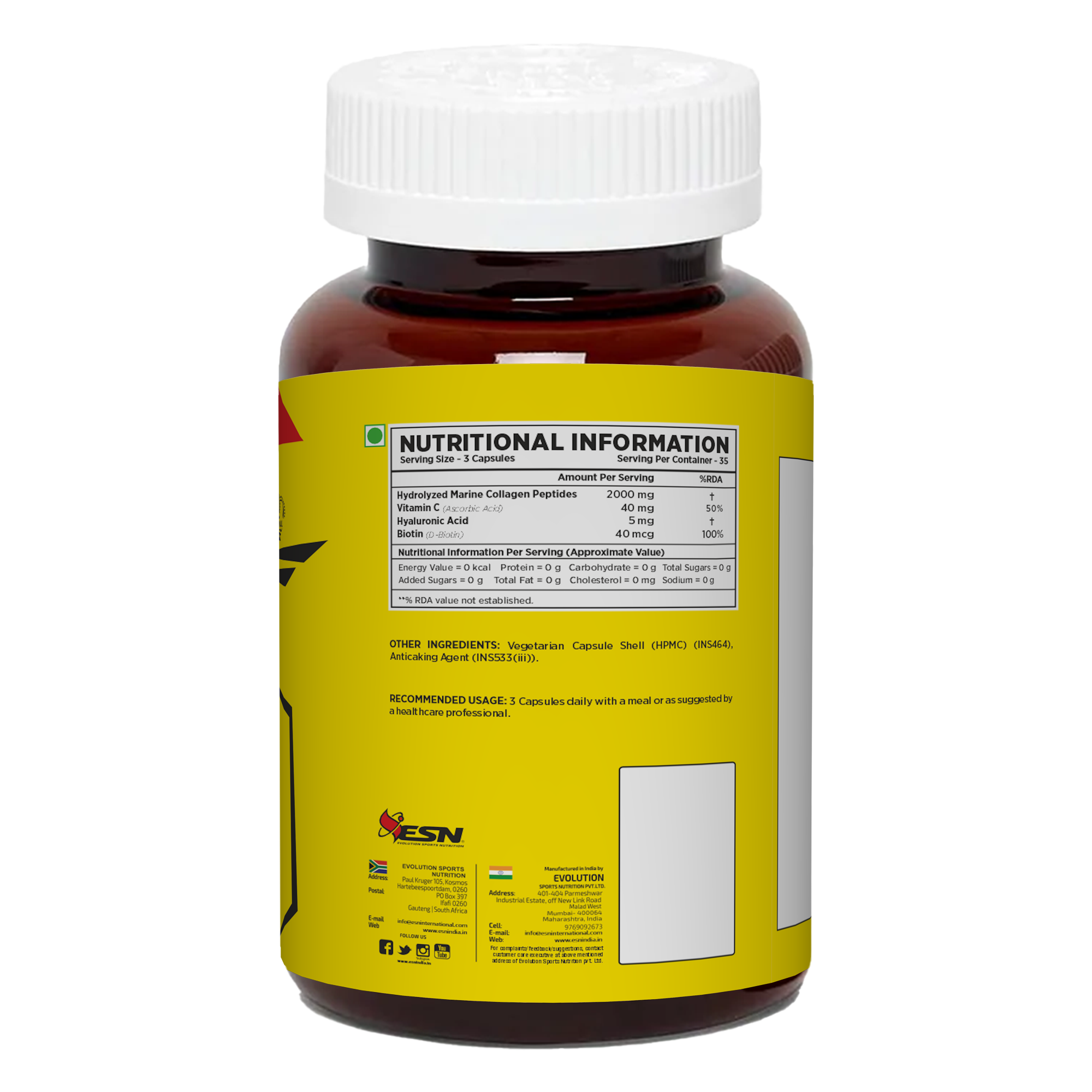 ESN Professional Series Collagen — 105 Vegetarian Capsules Unlock Youthful Radiance | 35 Servings | 3-A-Day