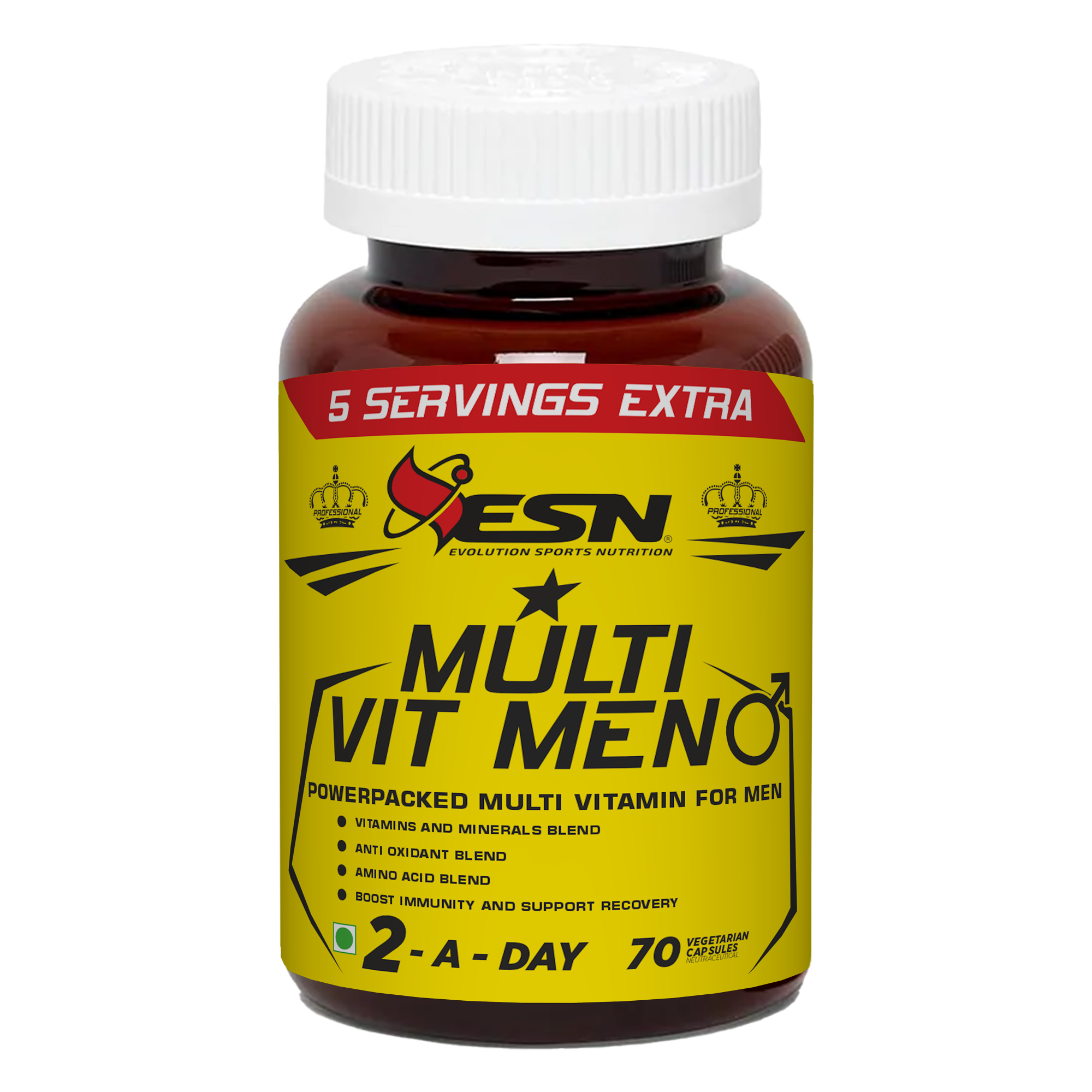ESN Multi Vit Men — Powerpacked Multi Vitamin for Men70 Vegetarian Capsules | 2-A-Day Formula | 35 Servings