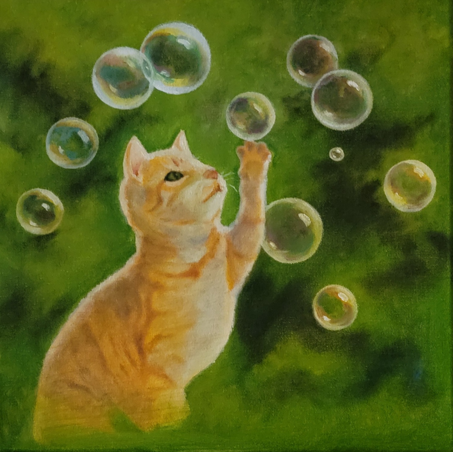 "Bubble Fun" - Painting one of tryptic (set of 3  paintings) 