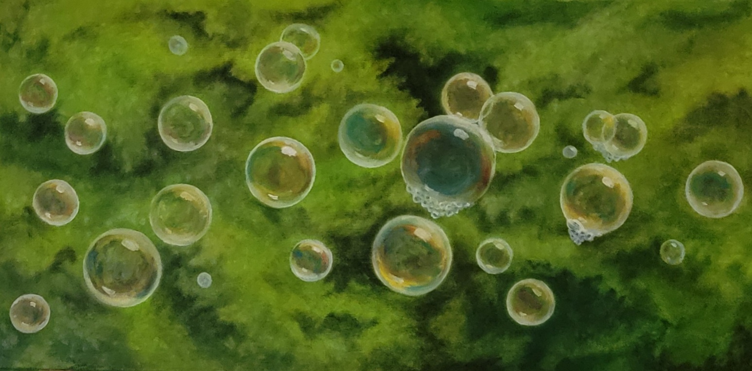 "Bubble Fun" - Painting one of tryptic (set of 3  paintings) 