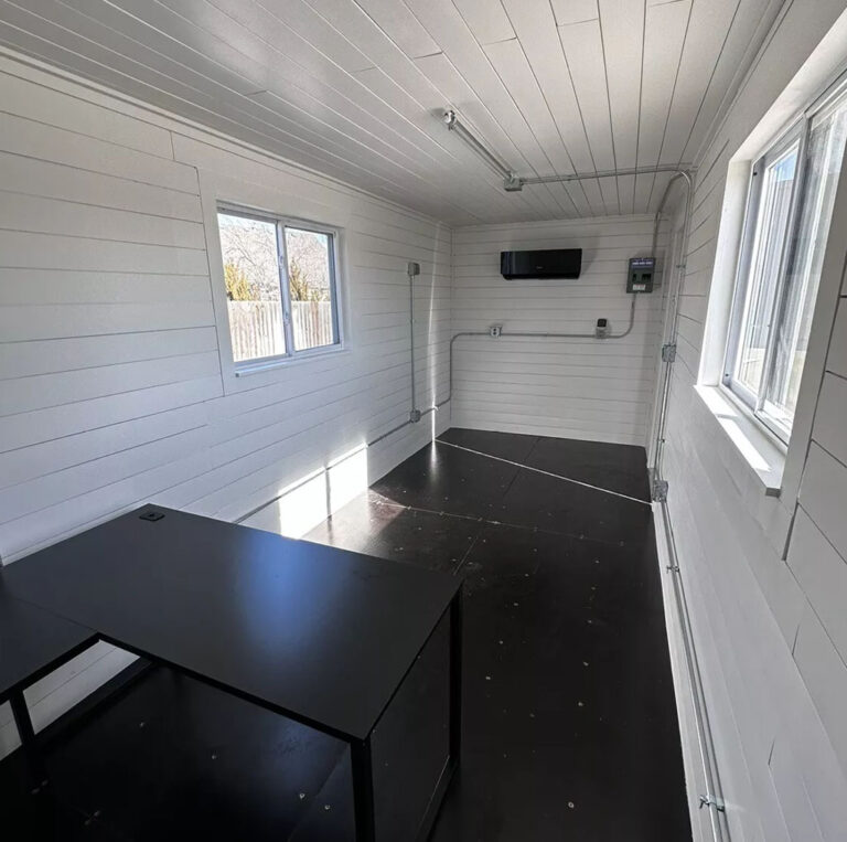 20 ft 20’ Slate Gray Shiplap 120V Shipping Container Office Minisplit