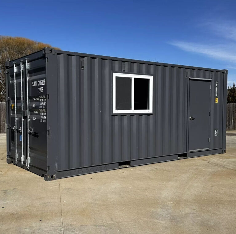 20 ft 20’ Slate Gray Shiplap 120V Shipping Container Office Minisplit