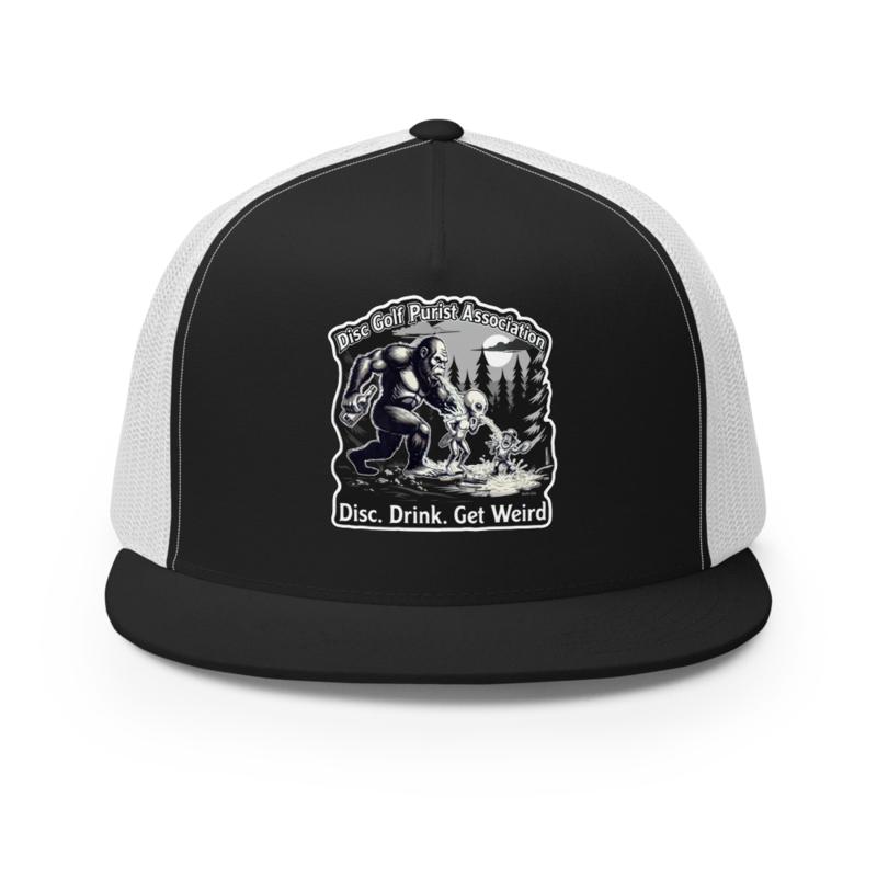 Disc. Drink. Get Weird. Trucker Hat (Black & White)