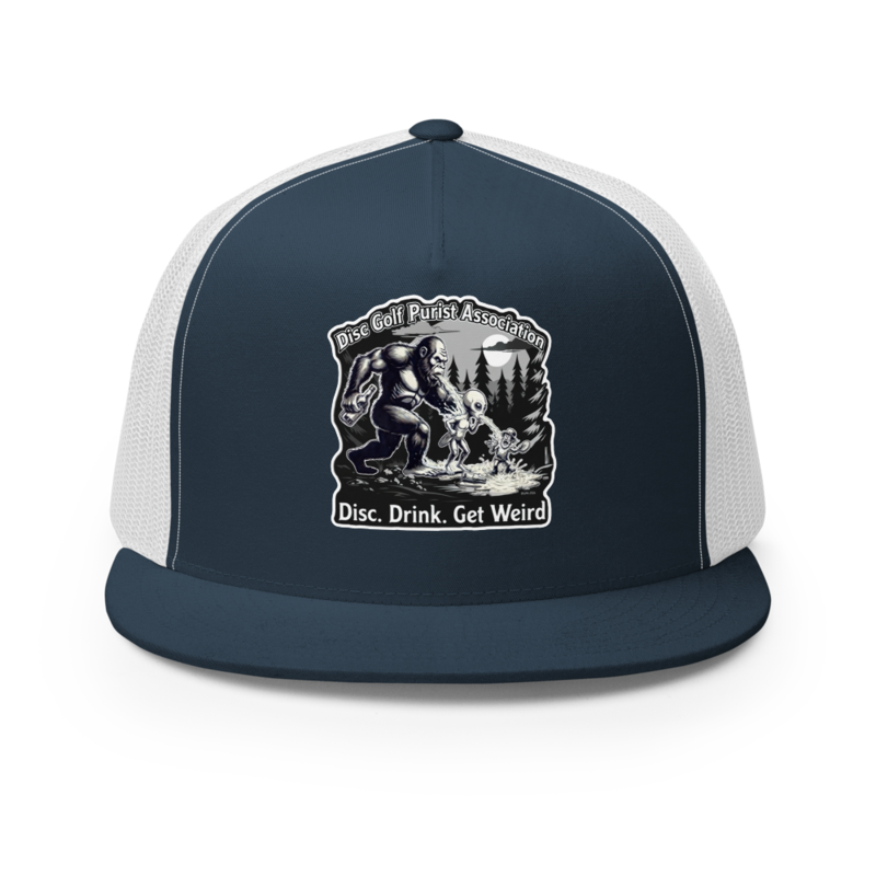 Disc. Drink. Get Weird. Trucker Hat (Black & White)