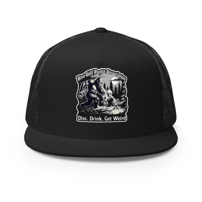 Disc. Drink. Get Weird. Trucker Hat (Black & White)