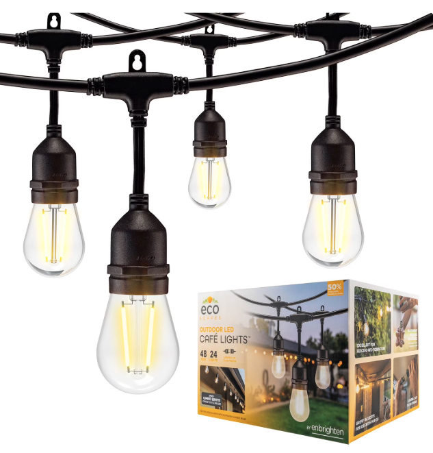 Outdoor LED EcoScapes by Enbrighten 48' Outdoor LED Café String Lights, 24 BulbsCafé String Lights