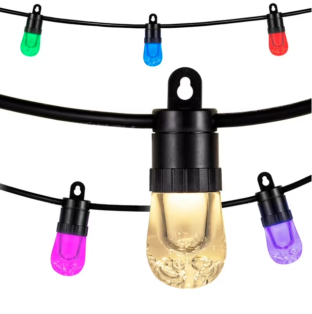 Outdoor EcoScapes by Enbrighten 24' Outdoor Wi-Fi Color-Changing LED Café String Lights, 12 BulbsColorful String Lights