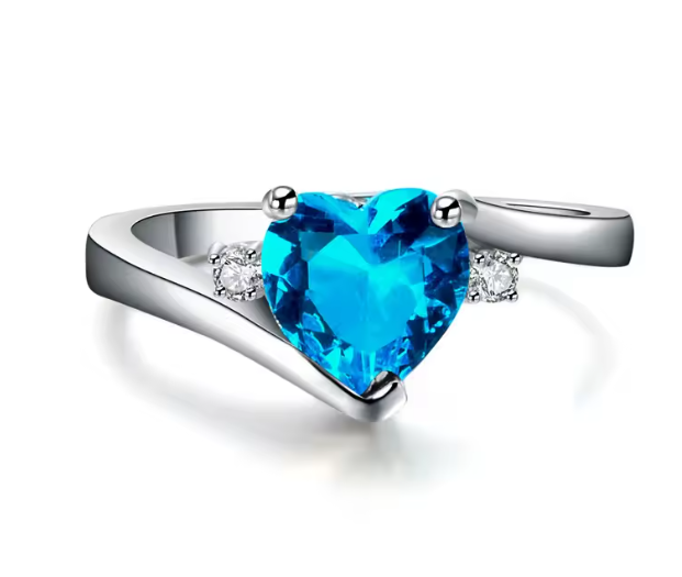 Anillo Corazón Azul Turquesa