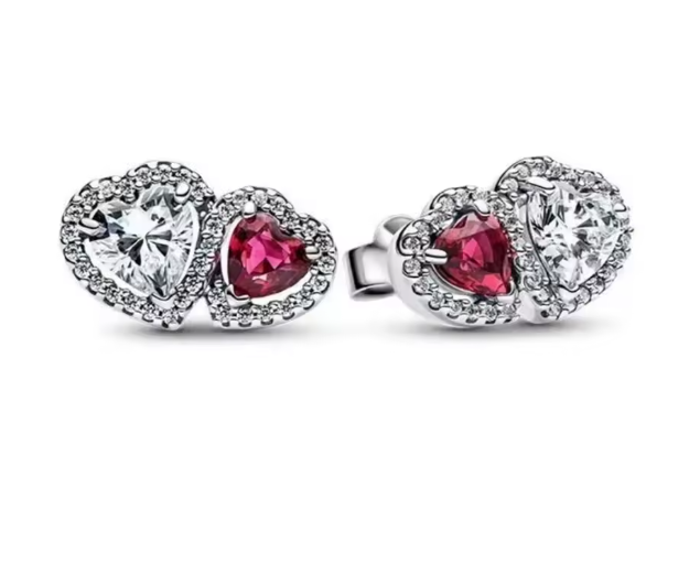 Aretes de corazones bicolor