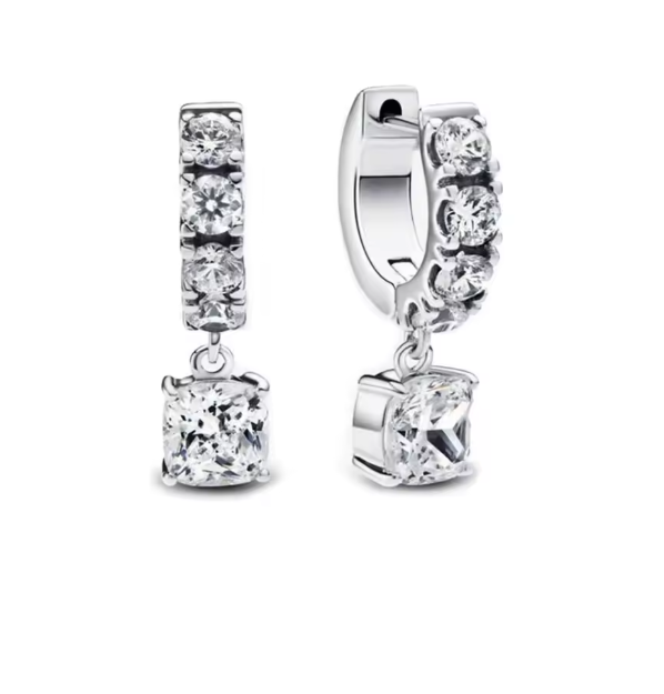 Aretes con zirconia rectangular