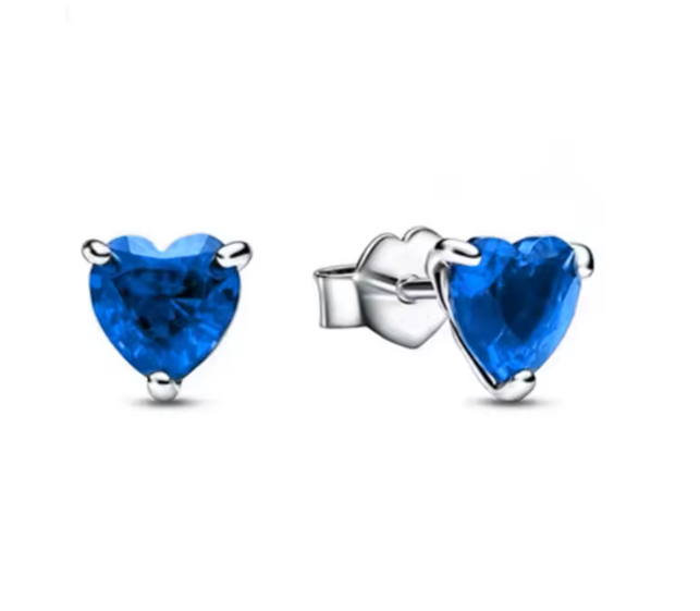 Aretes de corazón azul marino