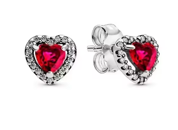 Aretes Corazón Rubí