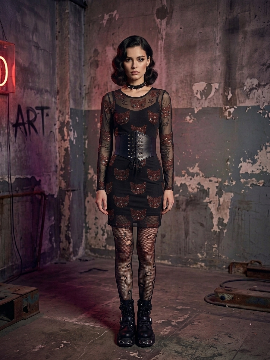 Feral Cat Mesh Dress 