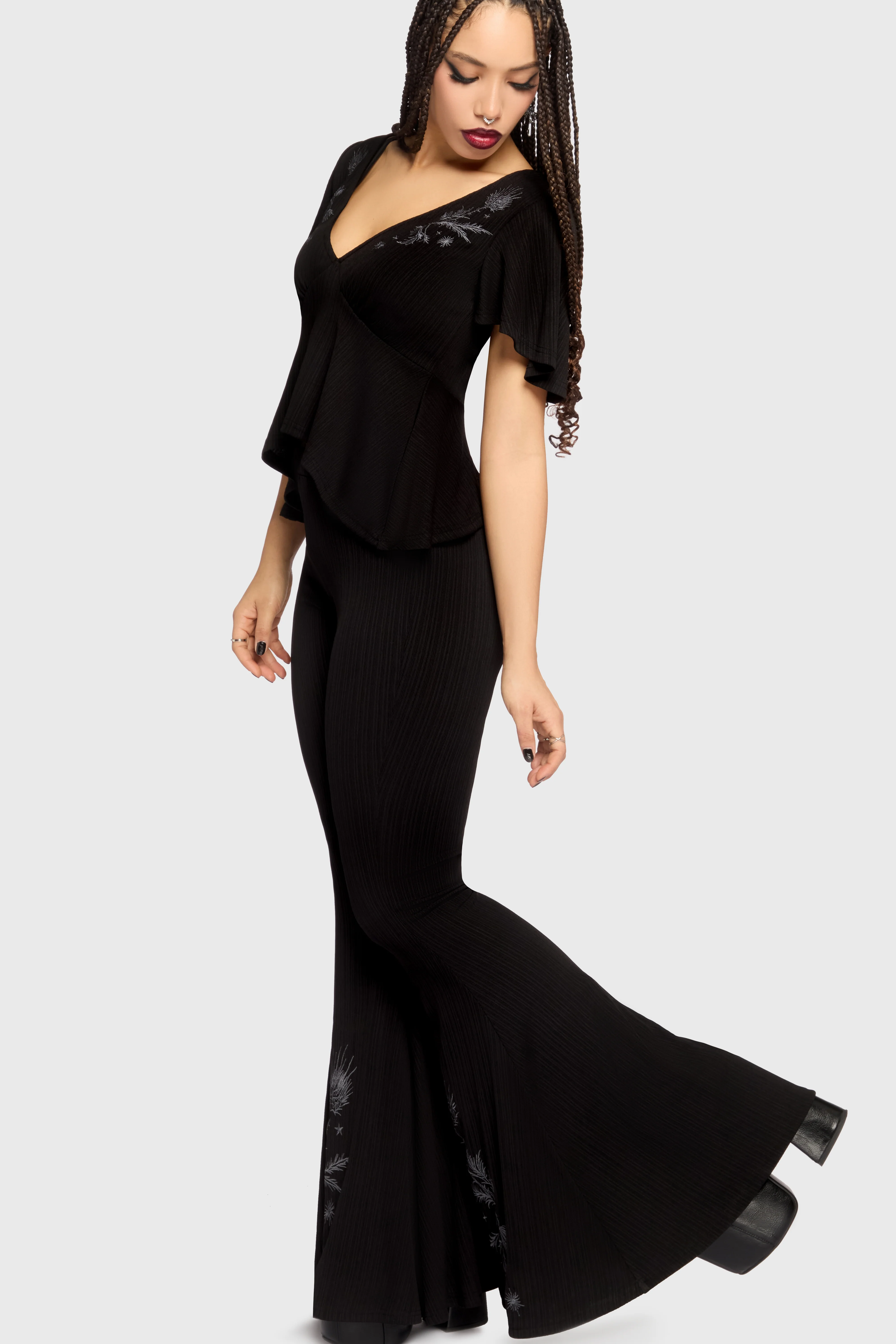 Thistina Embroidered Flares 