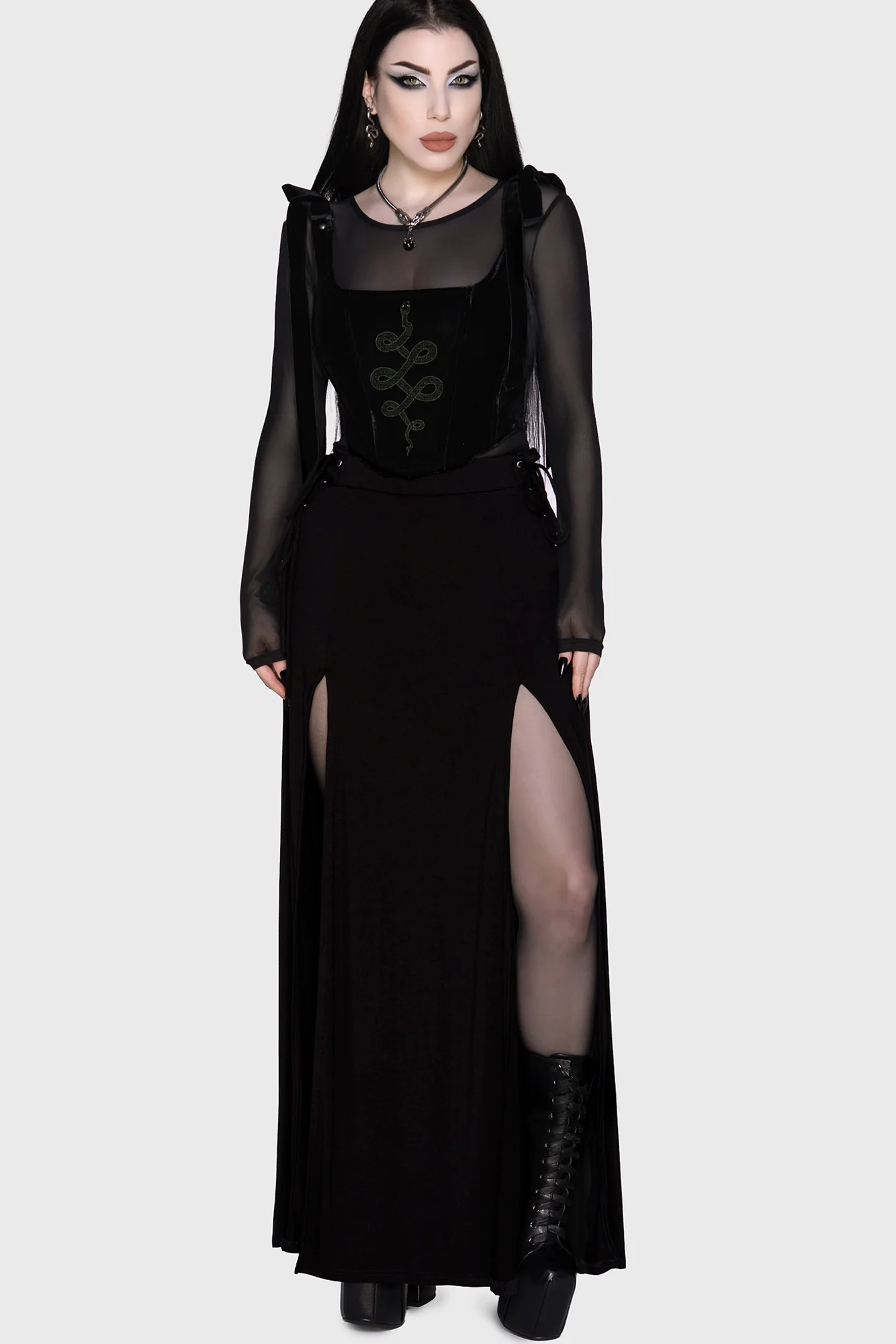 Hellverina Split Maxi Skirt