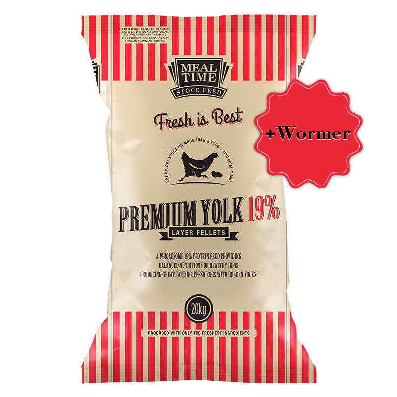 Meal Time Fresh is Best Premium Yolk 19% + Wormer Layer Pellets