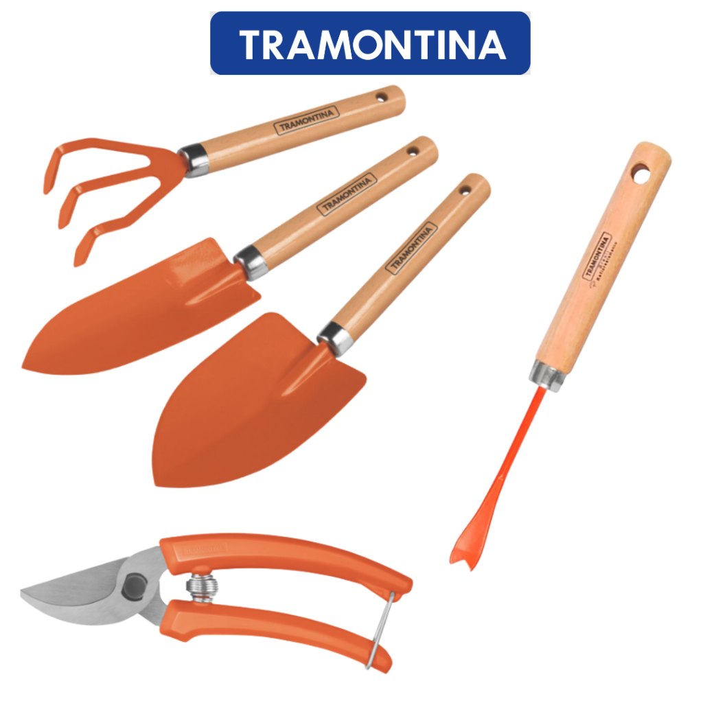 Kit Jardinagem Tramontina 4 ou 5 Peças + Tesoura de Poda