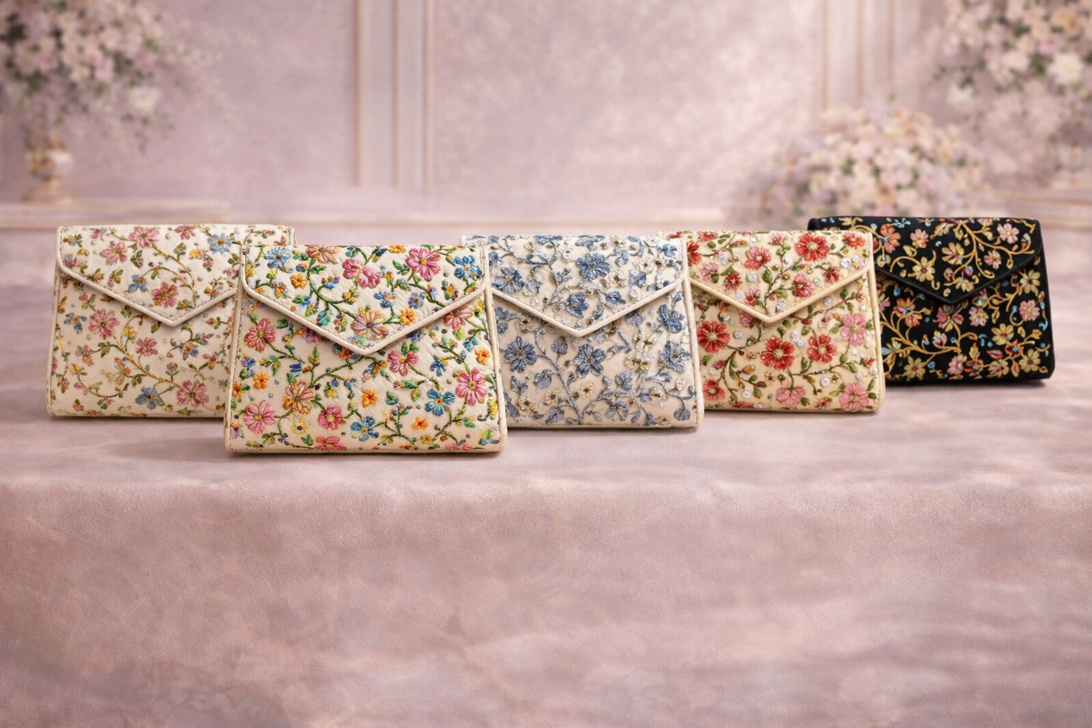 Syenora Fleur Embroidered Envelope Clutch