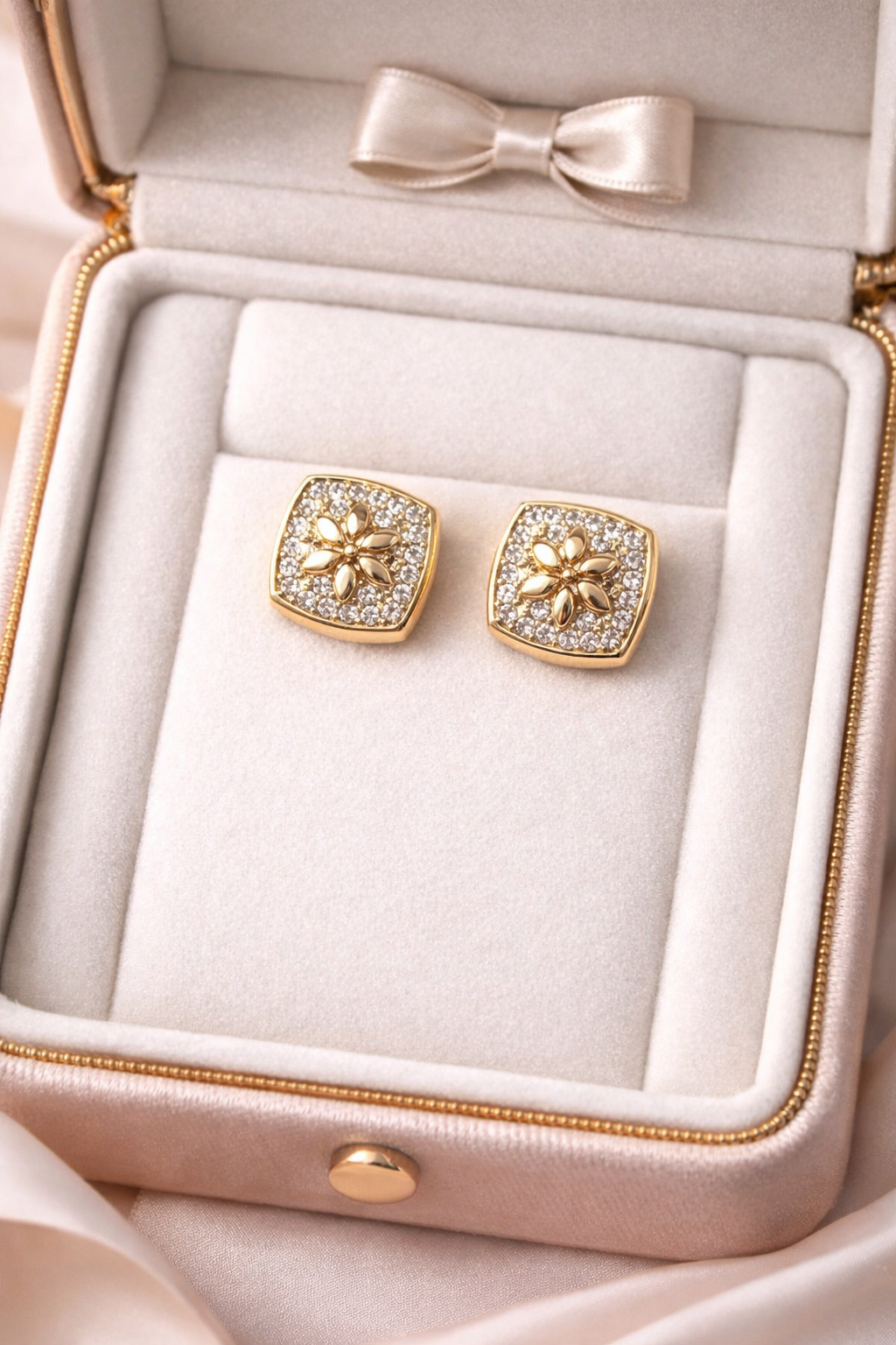 Syenora Elegant Gold-Plated Floral Stud Earrings