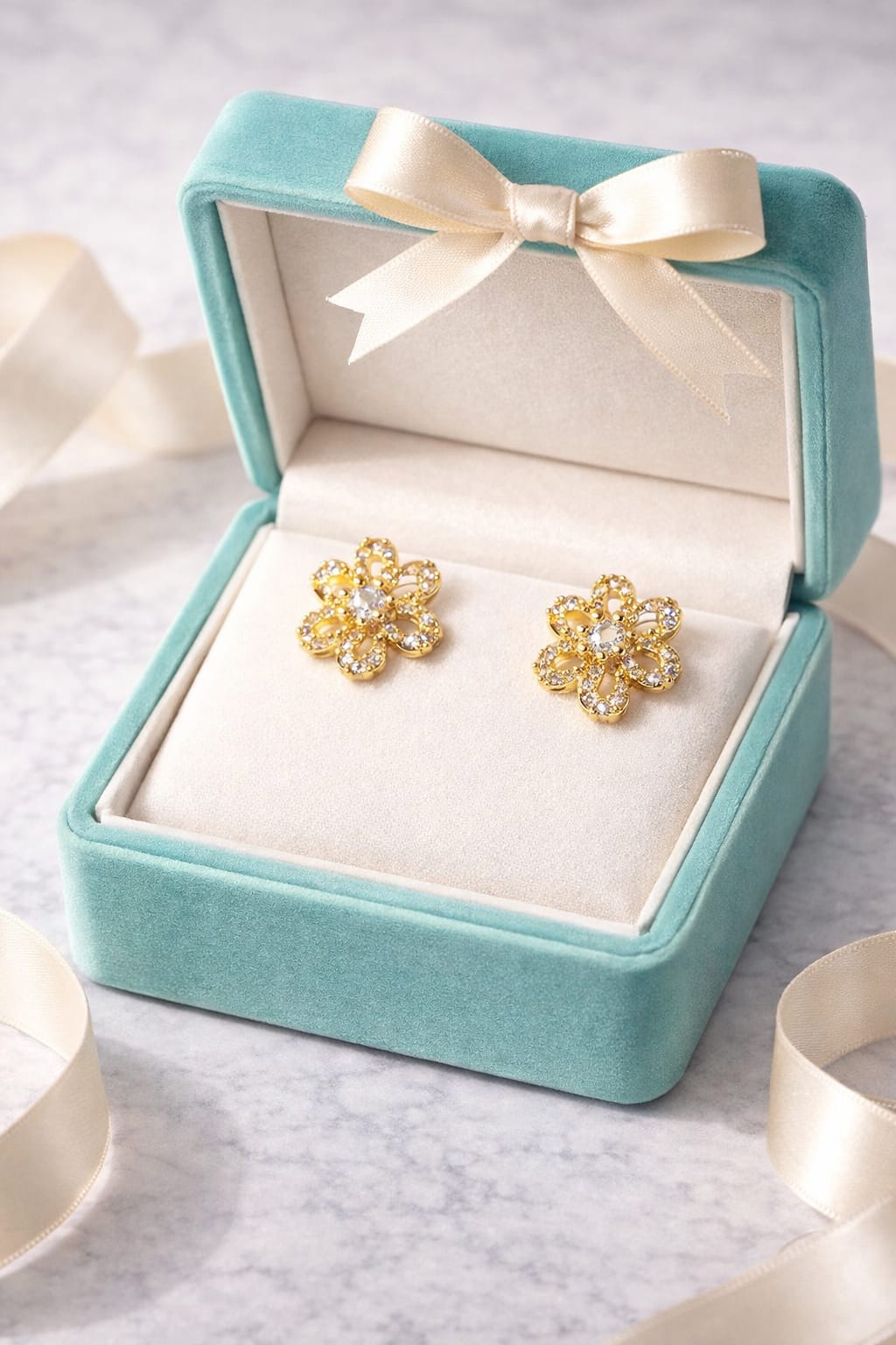 Syenora Floral Gold Stud Earrings
