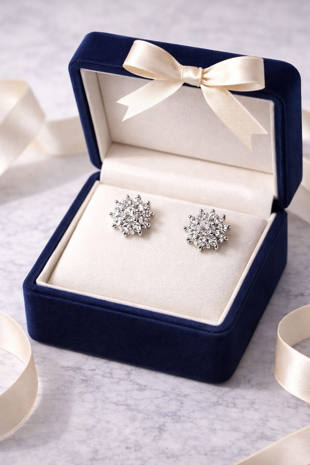 Syenora Crystal Cubic Zirconia Flower Stud Earrings – Luxe Office Elegance