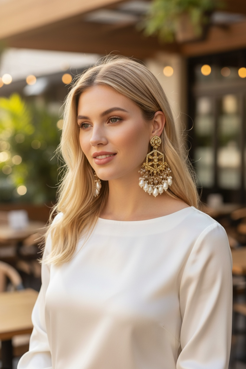 Syenora Pearl Aura Signature Golden Earrings