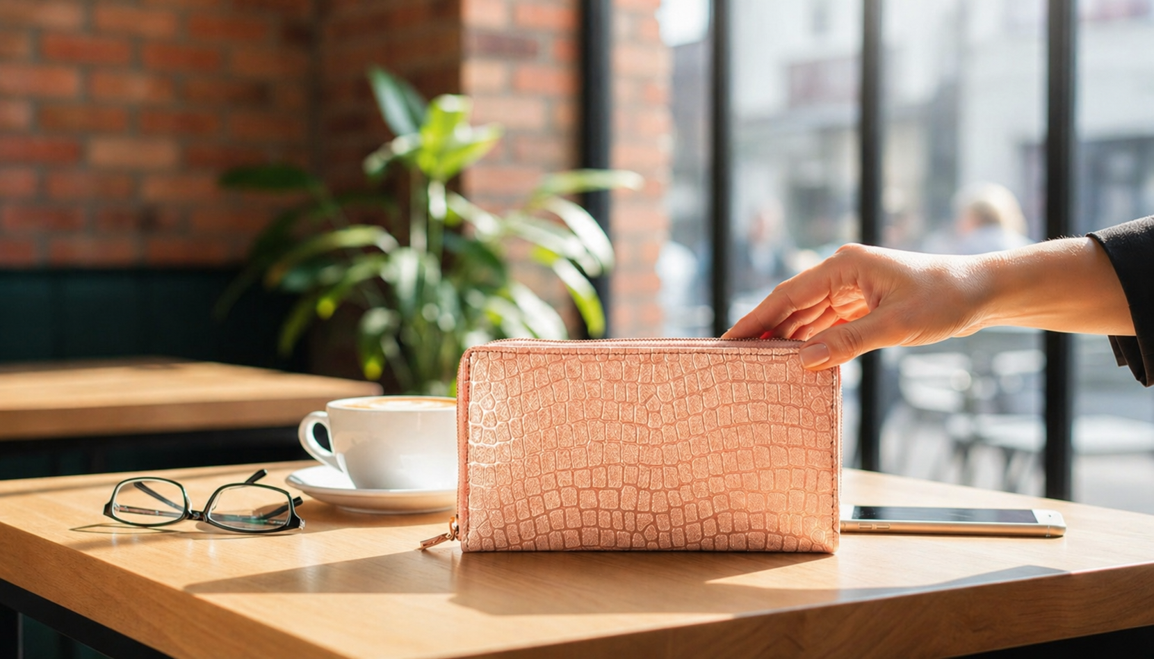 Syenora Shimmer Glide Zip Clutch