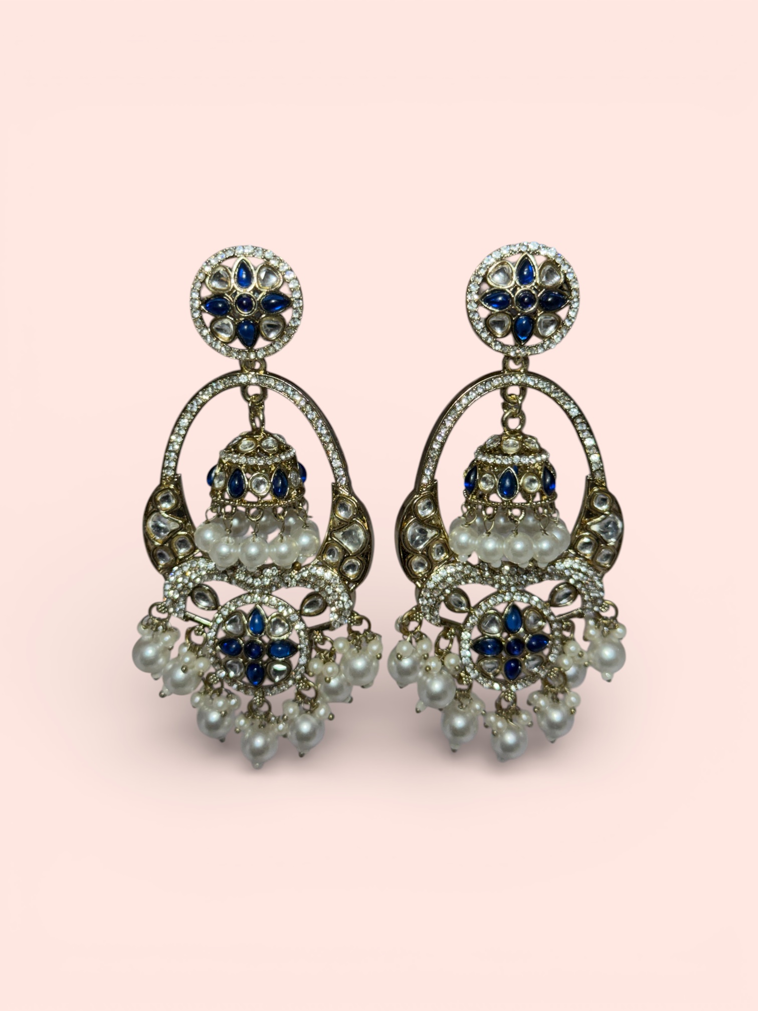 Syenora Zareen Royal Blue Kundan Luxe Chandbaali