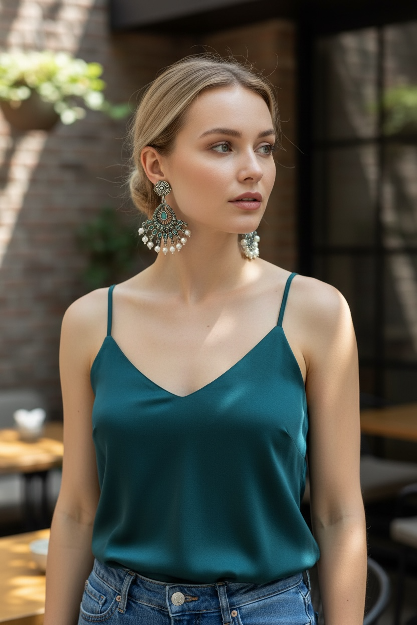 Syenora Oxidised Pearl Drop Earrings
