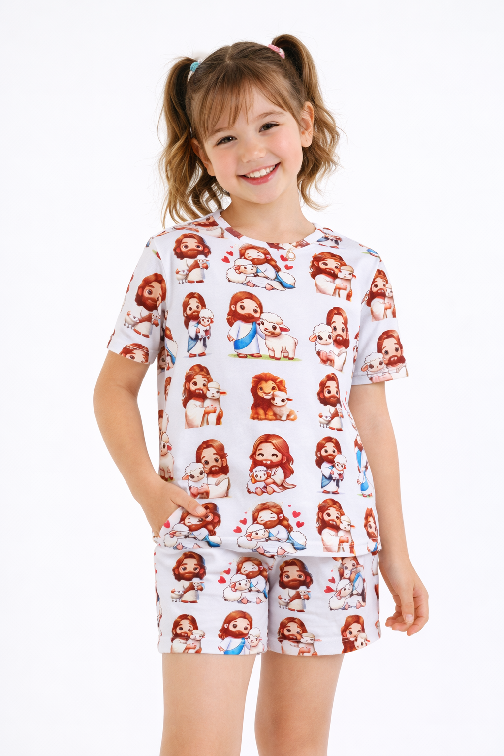 Pijama Infantil Jesus e ovelhinhas