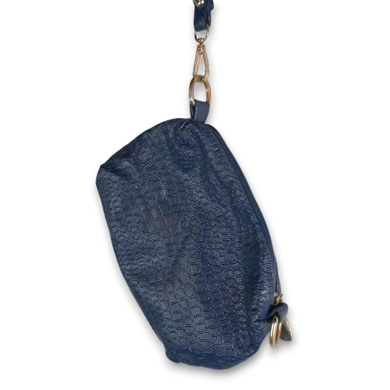 Bag Women Blue Textured Wristlet Clutch