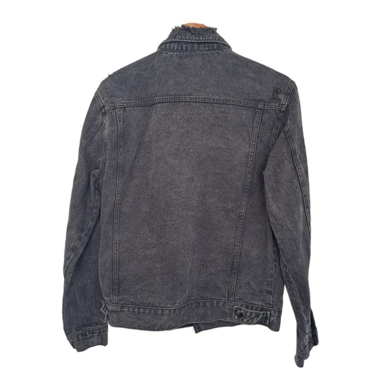 Jacket Men Small Black Distressed Denim