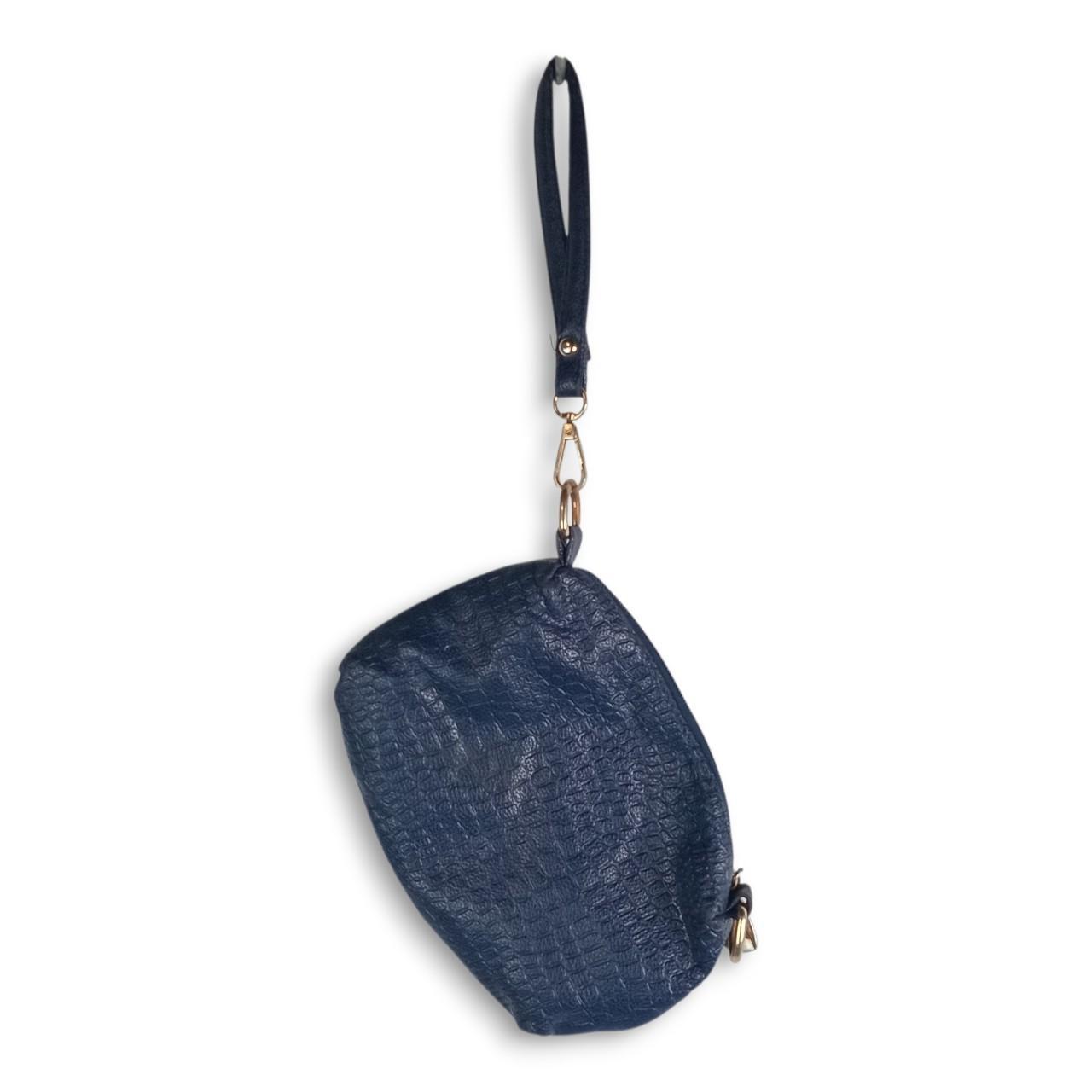 Bag Women Blue Textured Wristlet Clutch