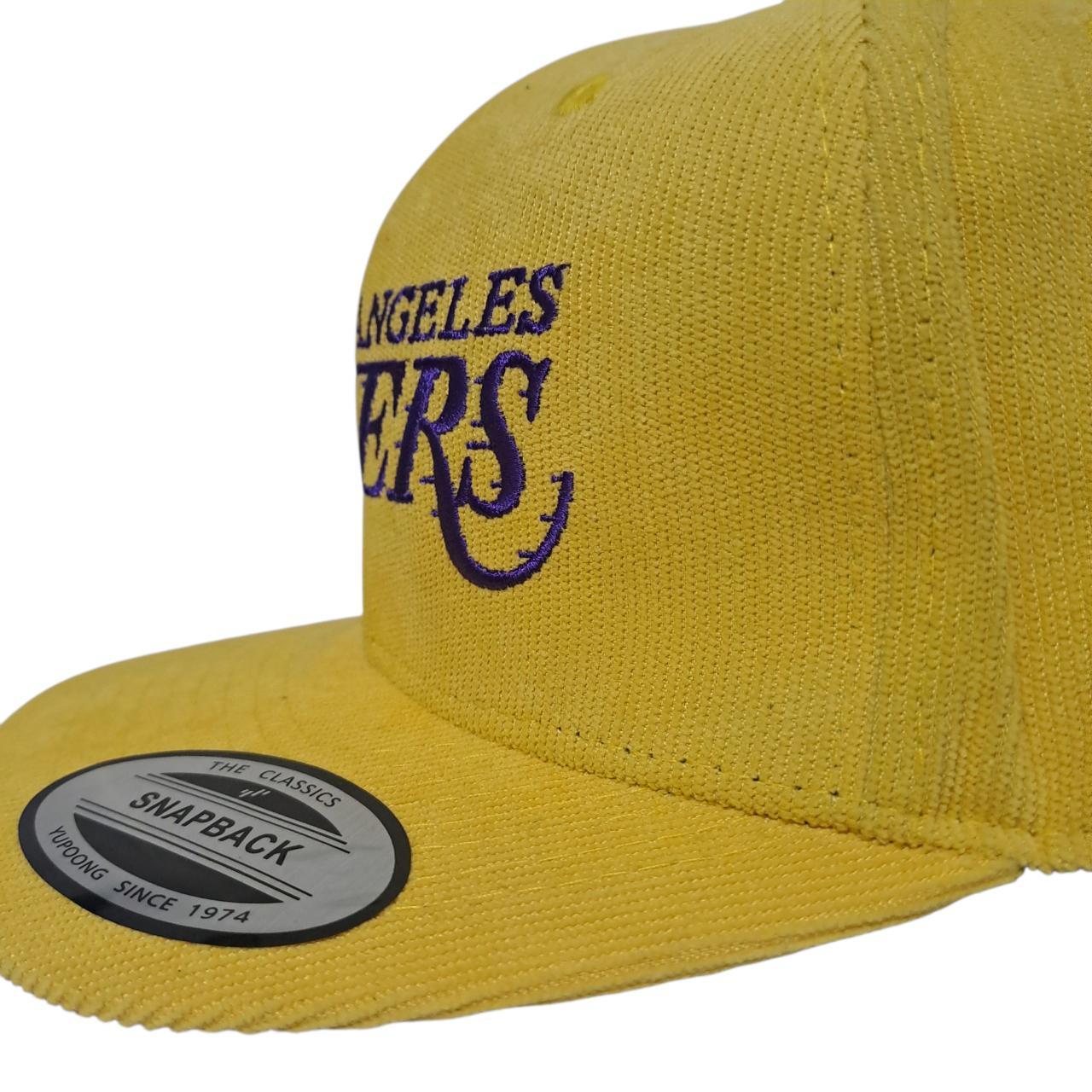 Hat Men yellow LA Lakers corduroy snapback cap