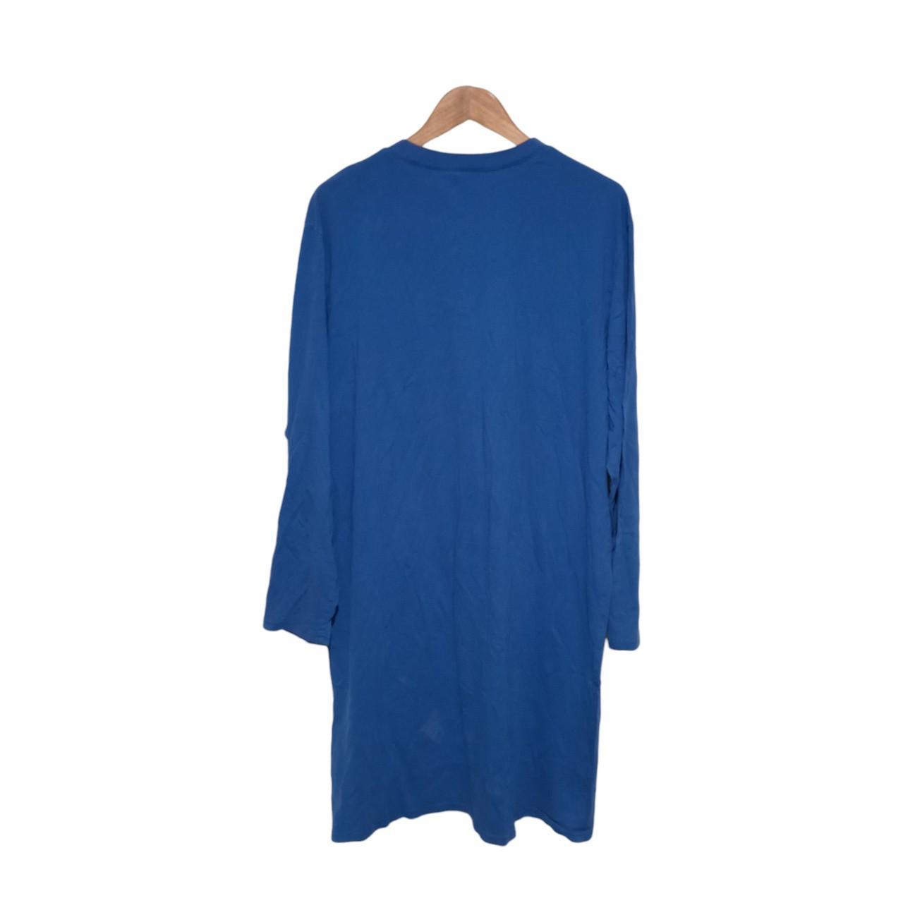 Shirt Women Large Blue Long Sleeve Cotton V-Neck