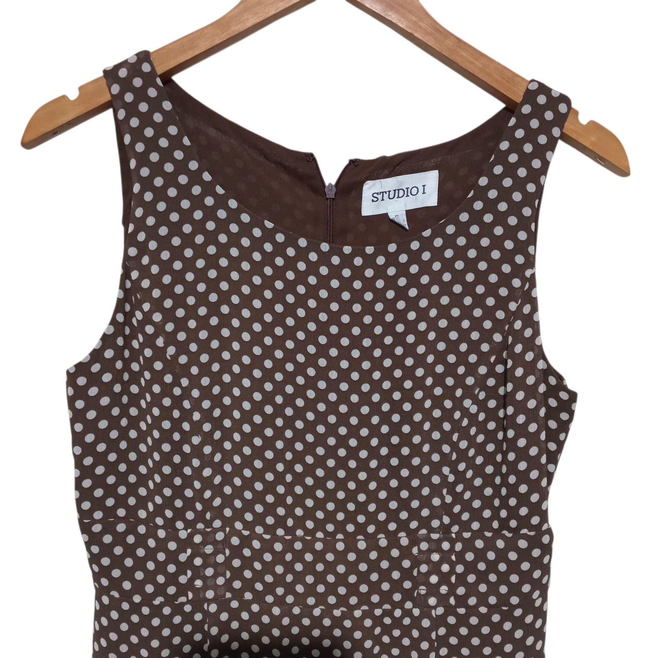 Dress Women Medium UK10 Brown Polka Dots midi